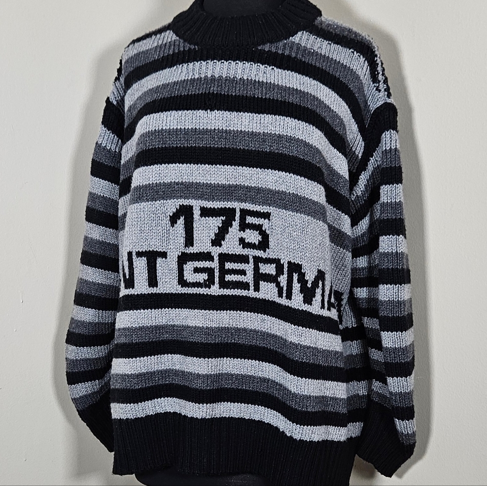 Sonia Rykiel 175 St Germain Intarsia Stripe Oversized Wool Sweater REPAIRED  M